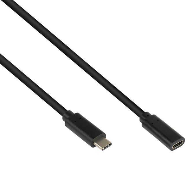 USB-C naar USB-C verlengkabel - USB3.2 (tot 10 Gbit/s) - PD tot 20V/5A - video tot 4K 60Hz / zwart - 0,50 meter