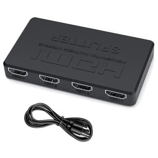 Dolphix HDMI splitter 1 naar 4 - HDMI1.4 (4K 30Hz) - voeding via USB