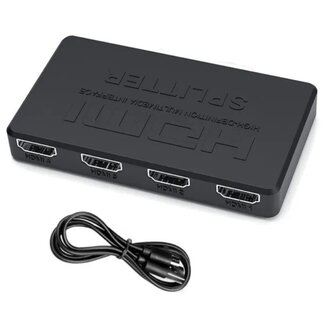 Universal HDMI splitter 1 naar 4 - HDMI1.4 (4K 30Hz) - voeding via USB