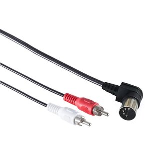 Dolphix DIN 5-pins haaks - Tulp stereo 2RCA audiokabel (afspelen) / zwart - 1,5 meter