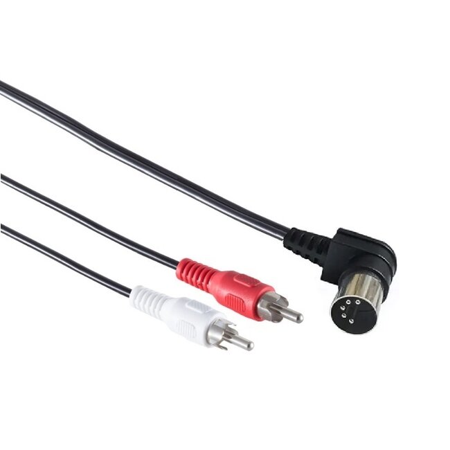 DIN 5-pins haaks - Tulp stereo 2RCA audiokabel (afspelen) / zwart - 1,5 meter