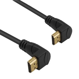 Universal HDMI kabel - 90° haakse connectoren (boven/boven) - HDMI2.0 (4K 60Hz + HDR) - 0,30 meter