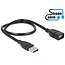 USB-A naar USB-A vormbare verlengkabel - USB2.0 - tot 2A / zwart - 0,50 meter