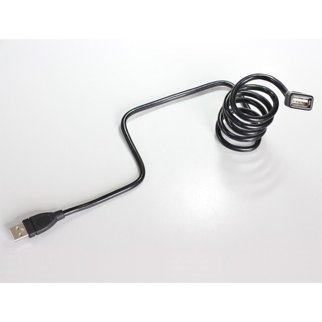 USB-A naar USB-A vormbare verlengkabel - USB2.0 - tot 2A / zwart - 1 meter