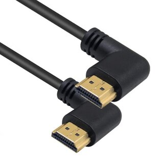 Universal HDMI kabel - 90° haakse connectoren (links/links) - HDMI2.0 (4K 60Hz + HDR) - 0,15 meter