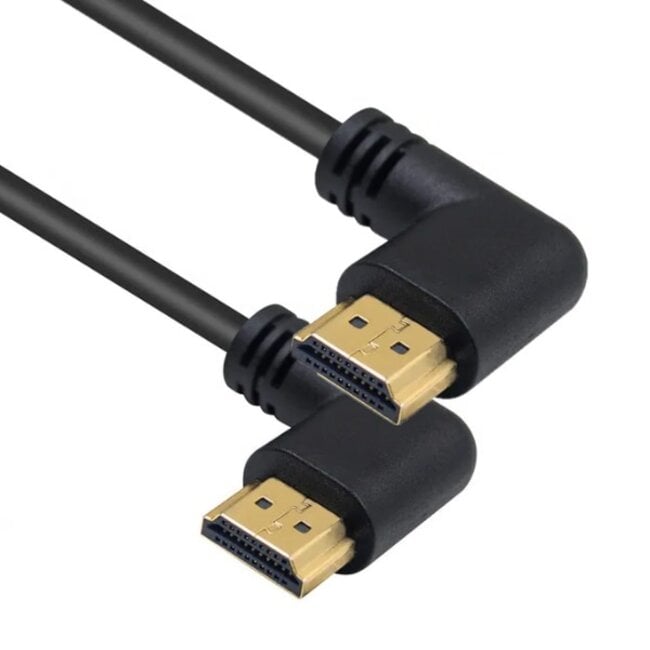 HDMI kabel - 90° haakse connectoren (links/links) - HDMI2.0 (4K 60Hz + HDR) - 0,15 meter