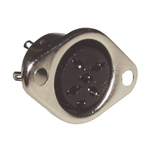 DIN 5-pins 270° (v) inbouw dobbelsteen connector / metaal