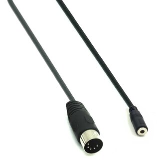 Universal DIN 5-pins (m) - 3,5mm Jack (v) audiokabel / zwart - 0,50 meter