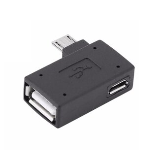 Dolphix Micro USB (m) naar USB-A (v) + Micro USB (v) OTG adapter - haaks naar links - USB2.0 / zwart