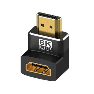 Universal HDMI adapter - 90° haaks naar beneden - HDMI2.1 (8K 60Hz + HDR) / zwart