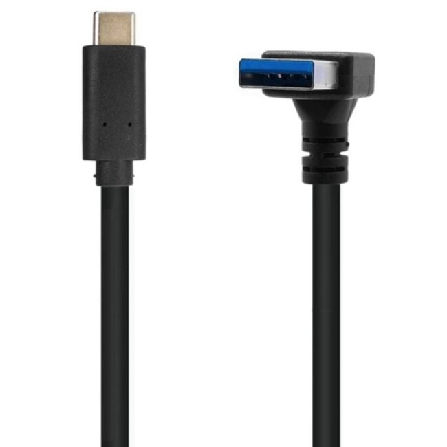 USB-C naar USB-A haaks (boven) kabel - USB3.0 - tot 0,9A / zwart - 0,20 meter