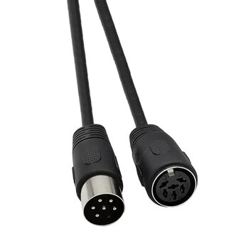 Universal DIN 6-pins audio video verlengkabel / zwart - 1,5 meter