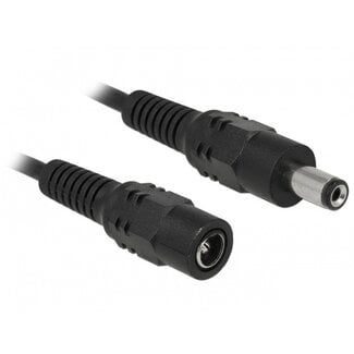 DeLOCK DC plug (m) - DC plug (v) verlengkabel - 5,5mm x 2,1mm - max. 24V/5A / zwart - 0,50 meter