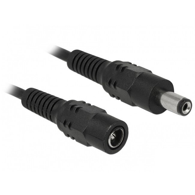 DC plug (m) - DC plug (v) verlengkabel - 5,5mm x 2,1mm - max. 24V/5A / zwart - 0,50 meter