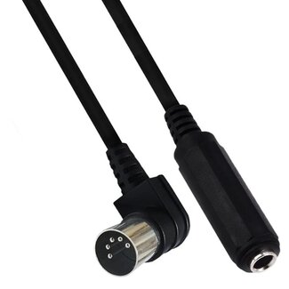 Universal DIN 5-pins (m) haaks - 6,35mm Jack (v) audio adapter kabel / zwart - 0,30 meter