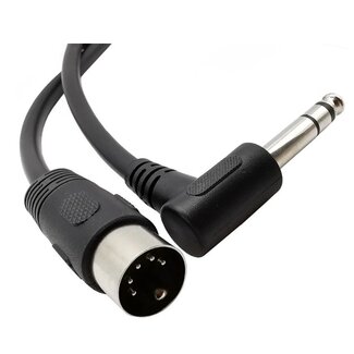 Dolphix DIN 5-pins - 6,35mm Jack haaks audiokabel / zwart - 0,20 meter