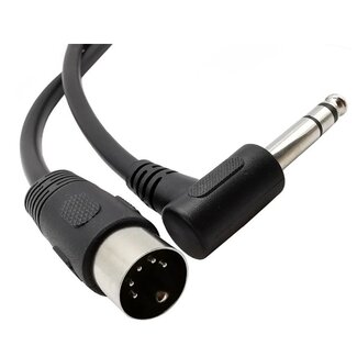 Universal DIN 5-pins - 6,35mm Jack haaks audiokabel / zwart - 0,20 meter