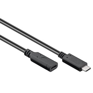 Goobay USB-C naar USB-C verlengkabel - USB3.2 (tot 10 Gbit/s) - PD tot 20V/3A / zwart - 1 meter
