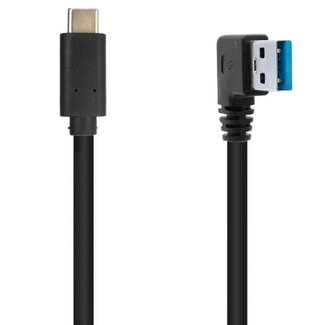 Dolphix USB-C naar USB-A haaks (rechts) kabel - USB3.0 - tot 0,9A / zwart - 0,20 meter