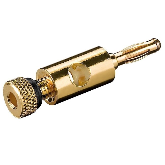 Banaan connector voor luidsprekerkabel tot 5,5 mm - metaal / verguld / zwart