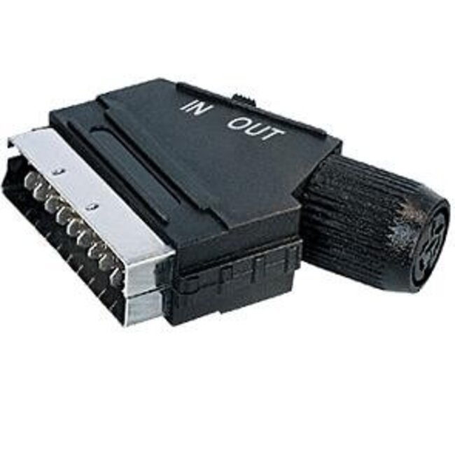 Adapter Scart met schakelaar voor in en uit mannelijk - DIN 6pins vrouwelijk