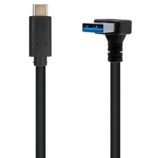 Dolphix USB-C naar USB-A haaks (beneden) kabel - USB3.0 - tot 0,9A / zwart - 0,20 meter