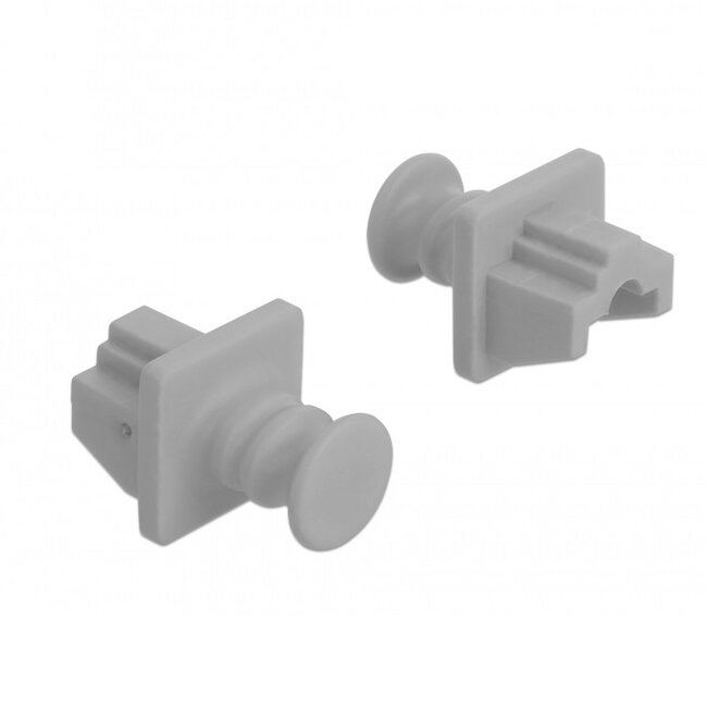 RJ45 (m) afsluitcovers voor RJ45 (v) poorten met ronde greep - 10 stuks / grijs