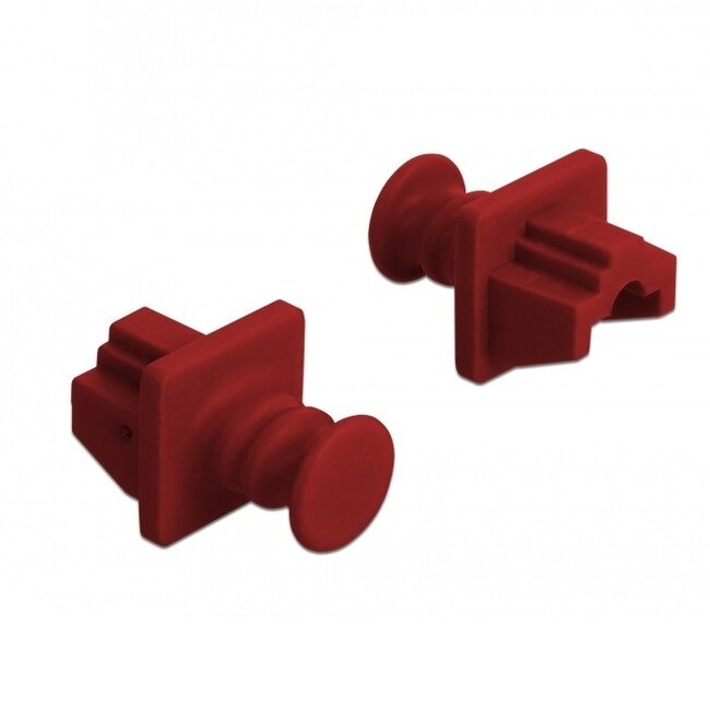 RJ45 (m) afsluitcovers voor RJ45 (v) poorten met ronde greep - 10 stuks / rood