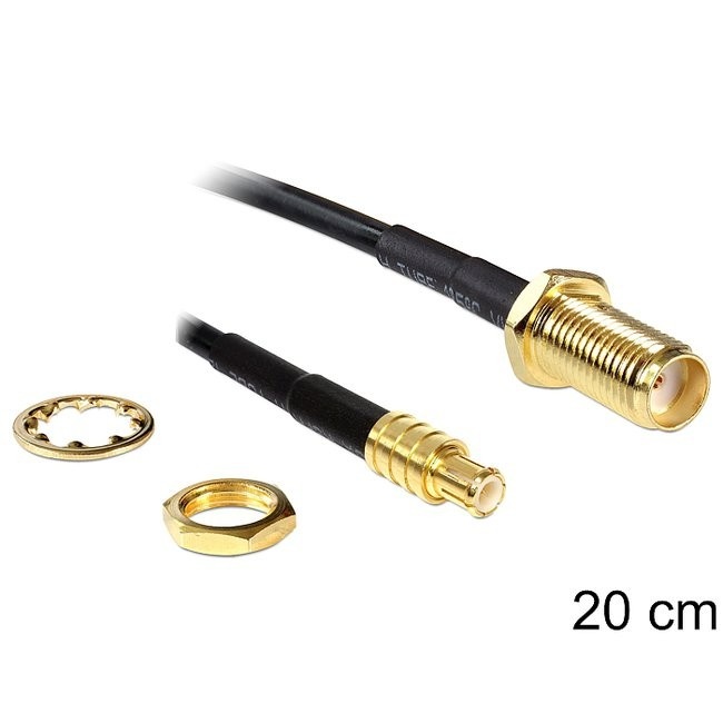 DeLOCK 88578. Contact geleider materiaal: Goud. Lengte snoer: 0,2 m, Kleur van het product: Zwart