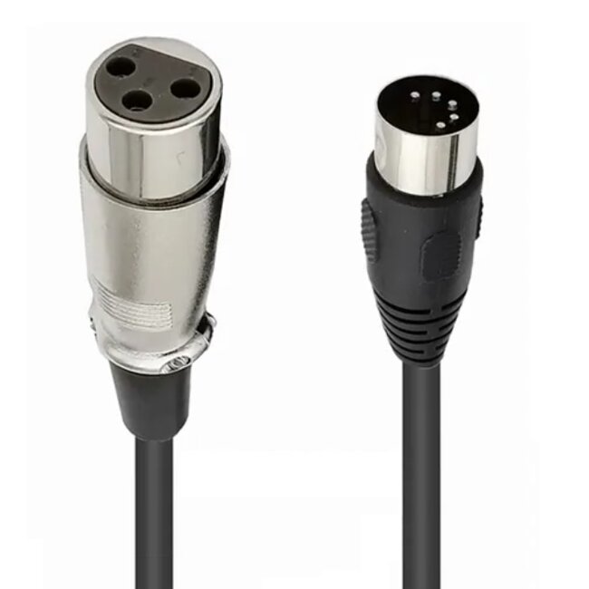 DIN 5-pins (m) - XLR (v) kabel / zwart - 1,5 meter