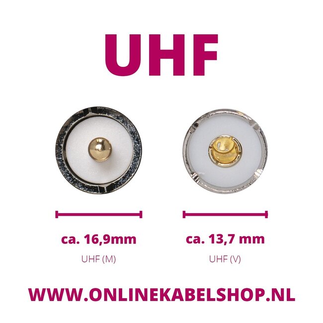 UHF (m) - F (v) adapter - 50 Ohm