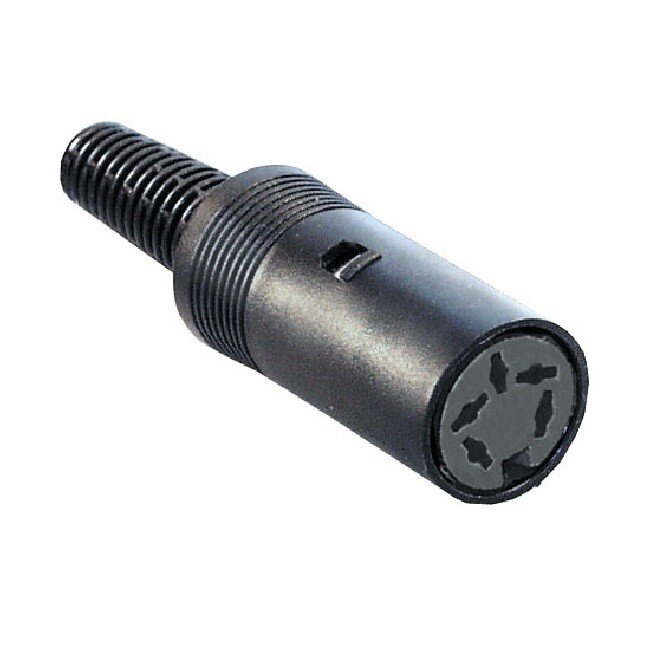 DIN 5-pins 240° (v) hoefijzer connector / zwart