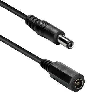 Transmedia DC plug (m) - DC plug (v) verlengkabel - 5,5mm x 2,1mm - max. 12V/0,5A / zwart - 5 meter