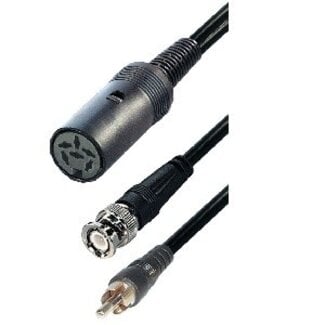 Transmedia Adapter kabel BNC en RCA mannelijk - DIN 6pins vrouwelijk - 0,20 meter