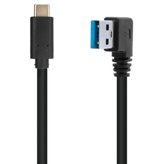 Dolphix USB-C naar USB-A haaks (links) kabel - USB3.0 - tot 0,9A / zwart - 0,20 meter