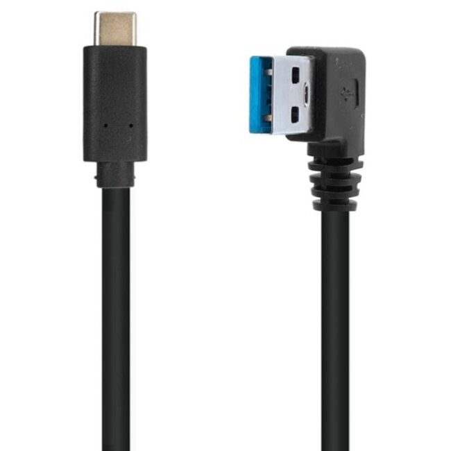 USB-C naar USB-A haaks (links) kabel - USB3.0 - tot 0,9A / zwart - 0,20 meter