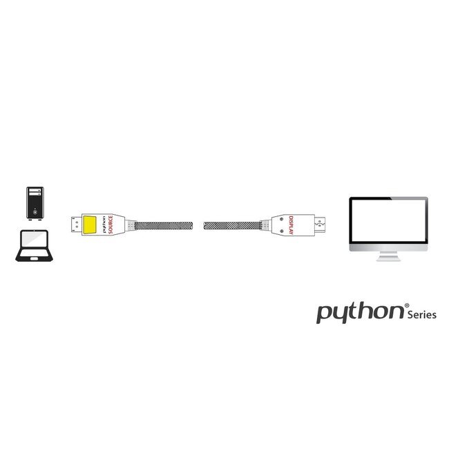PYTHON actieve DisplayPort kabel - versie 1.4 (5K/8K 60Hz) / wit - 10 meter