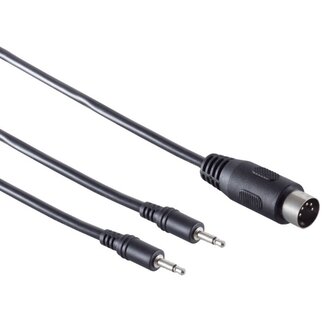 Dolphix DIN 5-pins - 2x 3,5mm Jack mono audio adapter kabel / zwart - 1,5 meter
