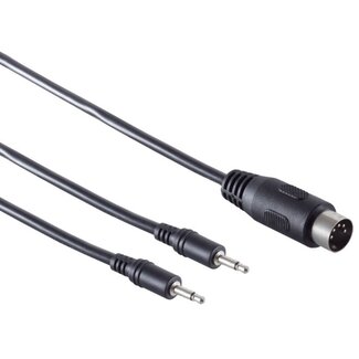 Universal DIN 5-pins - 2x 3,5mm Jack mono audio adapter kabel / zwart - 1,5 meter