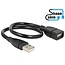 USB-A naar USB-A vormbare verlengkabel - USB2.0 - tot 2A / zwart - 0,35 meter