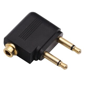 Dolphix Premium 3,5mm Jack stereo audio vliegtuigadapter - haaks - verguld / zwart