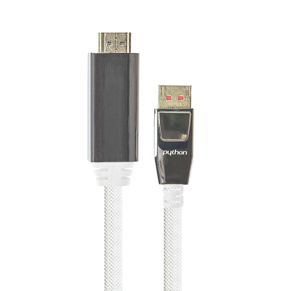 PYTHON DisplayPort naar HDMI kabel - DP 1.4 / HDMI 2.0 (4K 60Hz + HDR) / wit - 5 meter
