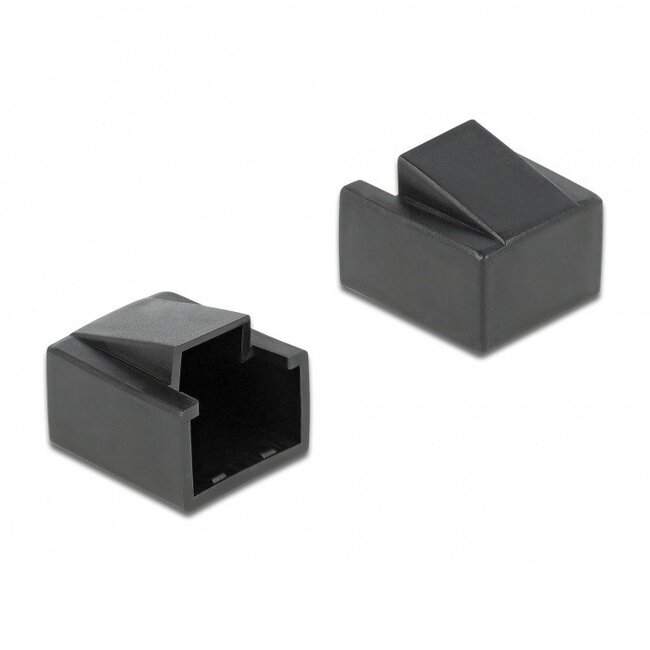 RJ45 (v) afsluitcovers voor RJ45 (m) connectoren - 10 stuks / zwart