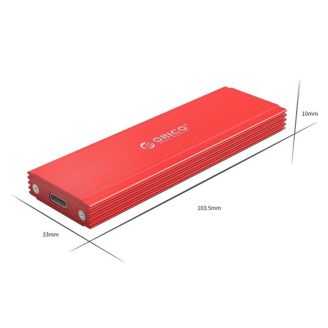 Orico premium behuizing voor M.2 NVMe PCIe SSD (max. 80 mm, tot 2 TB) - USB3.1 / aluminium (rood)