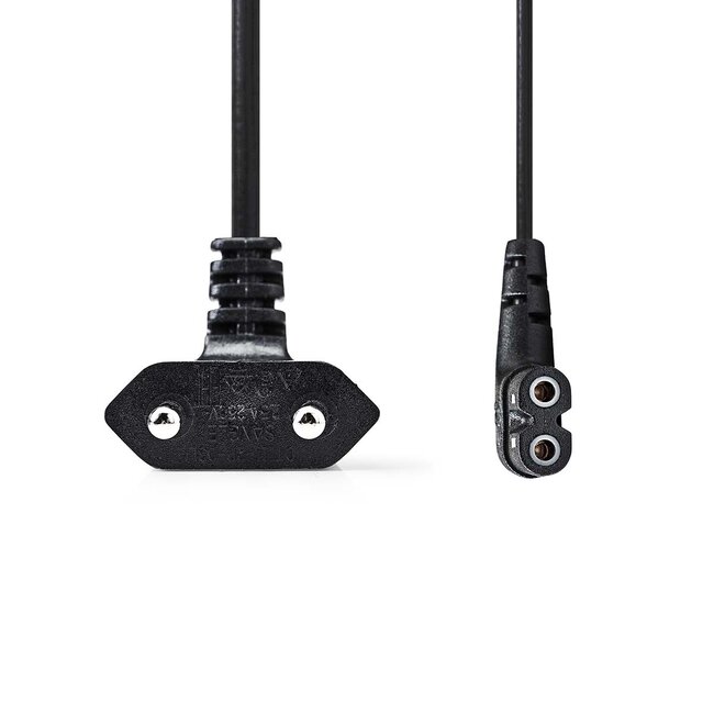 Nedis C7 (haaks) - CEE 7/16 (haaks) stroomkabel - 2x 0,75mm / zwart - 3 meter