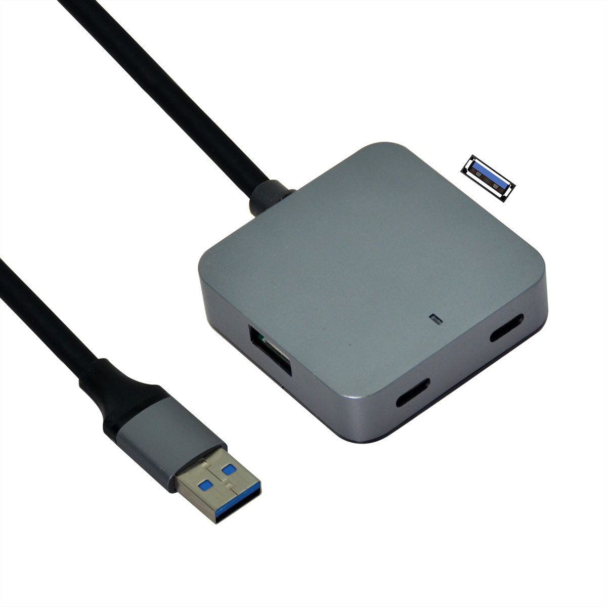 VALUE USB 3.2 Gen 1 Hub, 4 poorten (2x USB-A + 2x USB-C), met verlengkabel, 5 m
