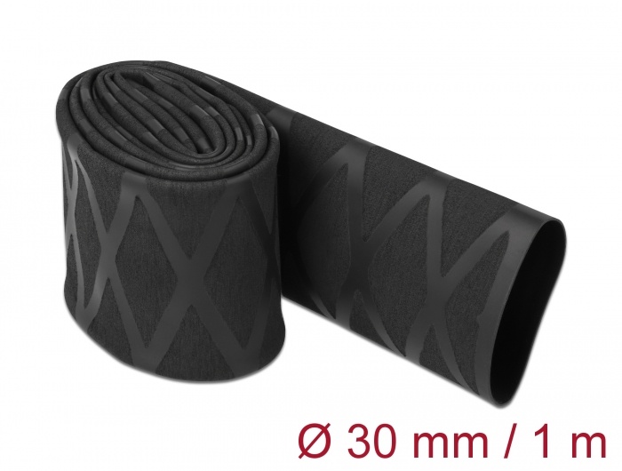 Delock Heat Shrink Tube X-pattern non-slip 1 m x 30 mm black |