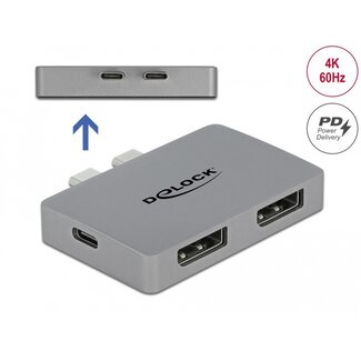 DeLOCK Delock Dual DisplayPort Adapter with 4K 60 Hz and PD 3.0 for MacBook