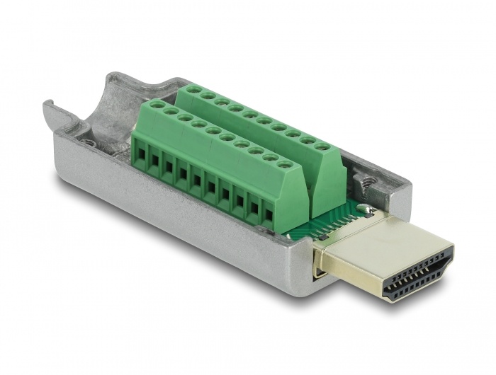 DeLOCK 65201. Hostinterface: HDMI, Output interface: Eindstation. Kleur van het product: Grijs. Breedte: 23,5 mm, Diepte: 61,5 mm, Hoogte: 16 mm