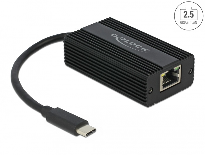 DeLOCK 65990. Kleur van het product: Zwart. Breedte: 39,2 mm, Diepte: 67 mm, Hoogte: 21,3 mm. Aantal per verpakking: 1 stuk(s). Overdrachtssnelheid: 2,5 Gbit/s, Snoerlengte: 0,135